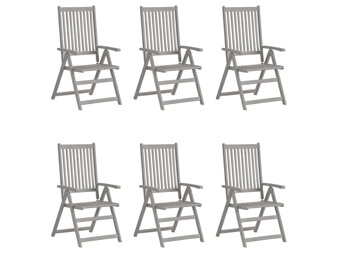 Maison Exclusive - Cadeiras Jardim Reclináveis C/ Almofadões 6 Pcs Acácia Maciça