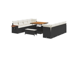 Conjunto 11 Móveis De Jardim Vidaxl Preto Vime Pe (100 X 100 X 71 Cm)