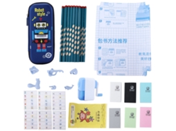 Kit Estojo com Lápis e Borracha 8 Peças para Estudantes Meninos