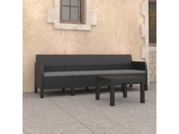Conjunto 2 Pcs Lounge Jardim Com Almofadões Vime Pp Antracite Dkd Home Decor