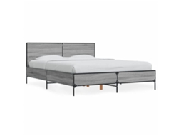 Bed Frame, Bed Frames Vidaxl Cinzeto Madeira Processada (120 X 190 Cm)