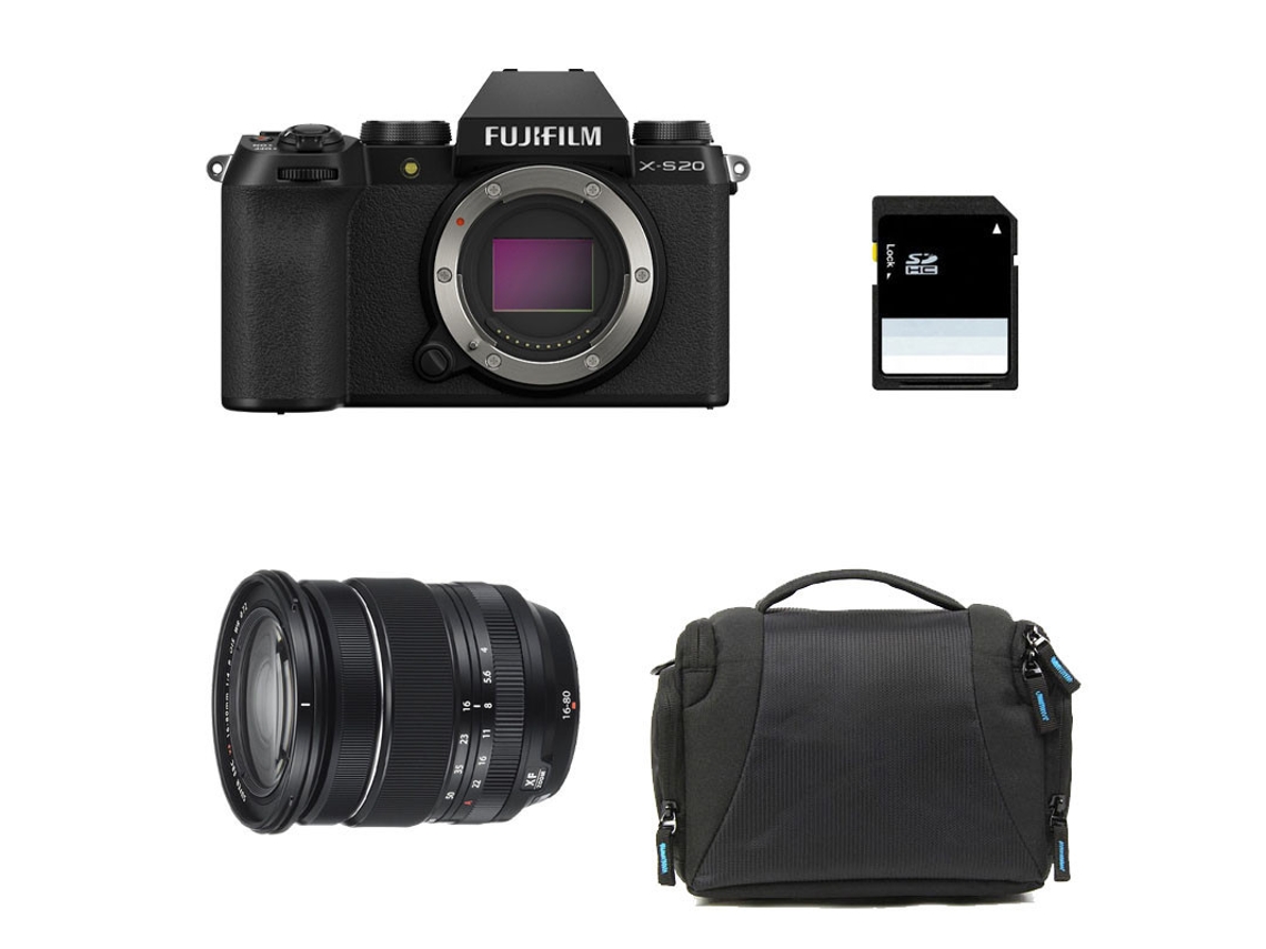 Fujifilm X-s20 Preto + Lente 16-80mm + Bolsa + Cartão Sd De 8 Gb