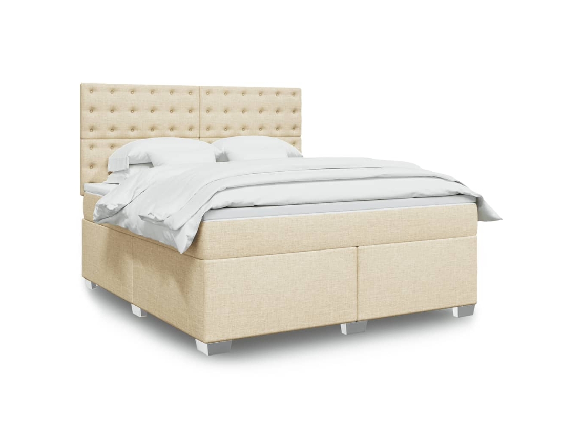 Vidaxl Cama Com Molas/colchão 180x200 Cm Tecido Cor Creme