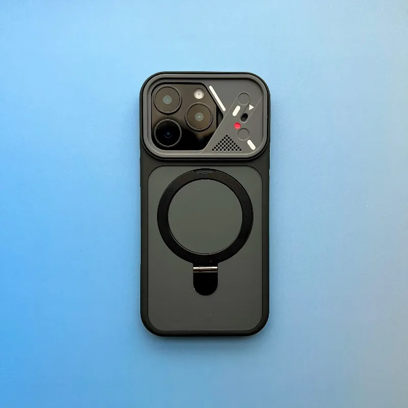 Capa Magnética Mecânica Dinâmica Para Iphone 13 Pro Max (preta), Com Suporte De Metal E Resistente A Impactos.