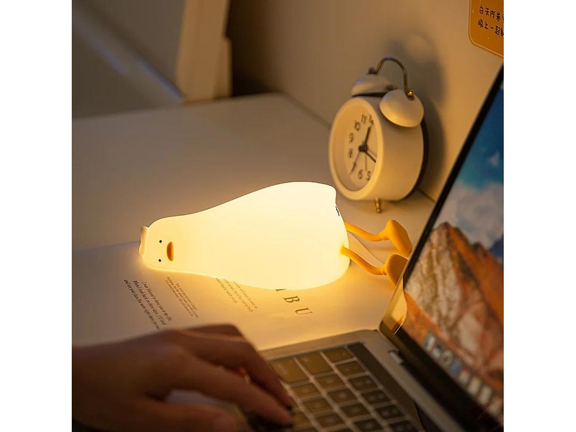 Luminária Noturna De Silicone Com Led Em Formato De Pato Deitado E Sensor De Toque.