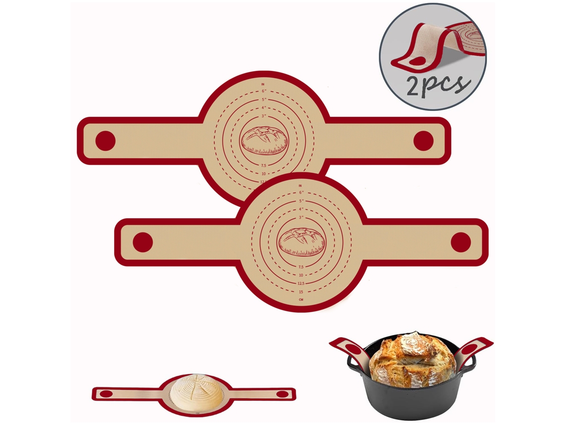2 Peças - Tapete Silicone Para Forno - Tapete De Pastelaria - Tapete Pão - Pegas Longas - Vermelho