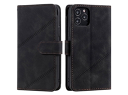 Capa Inch Para Iphone 12 Pro Max Pele Sintética Anti-choque Com Porta-cartões Preto
