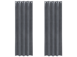 Conjunto 2 Cortinas Opacas Vidaxl Cinzento-claro Veludo (140 X 245 Cm)