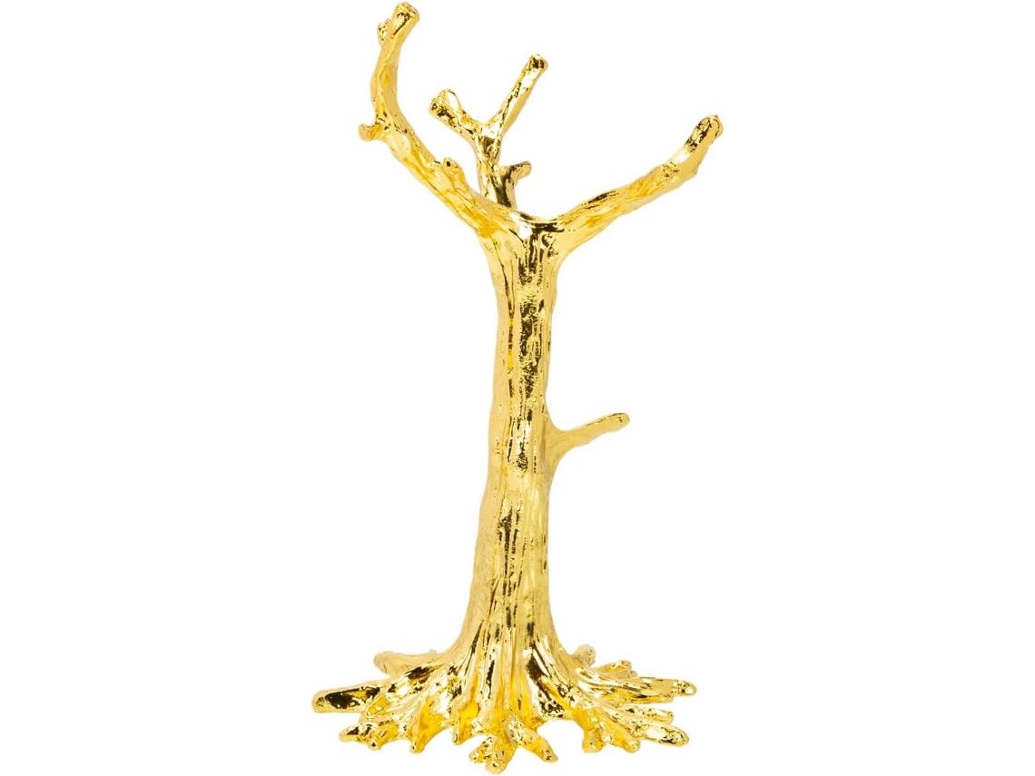 Base Decorativa Housoutil Em Ferro Com Design De Galho E Esfera Cristal, Cor Dourada, Suporte Robusto Para Exibir