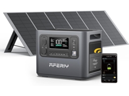 AFERIY Estação de Energia 2400W 2048Wh com Painel Solar 400W, LiFePO4, UPS 10ms, Carregamento Solar de Alta Eficiência e Operação Silenciosa