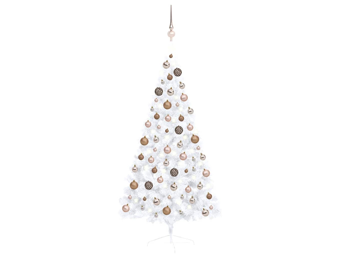 Meia árvore Natal VIDAXL artificial pré-iluminada c/ bolas branco