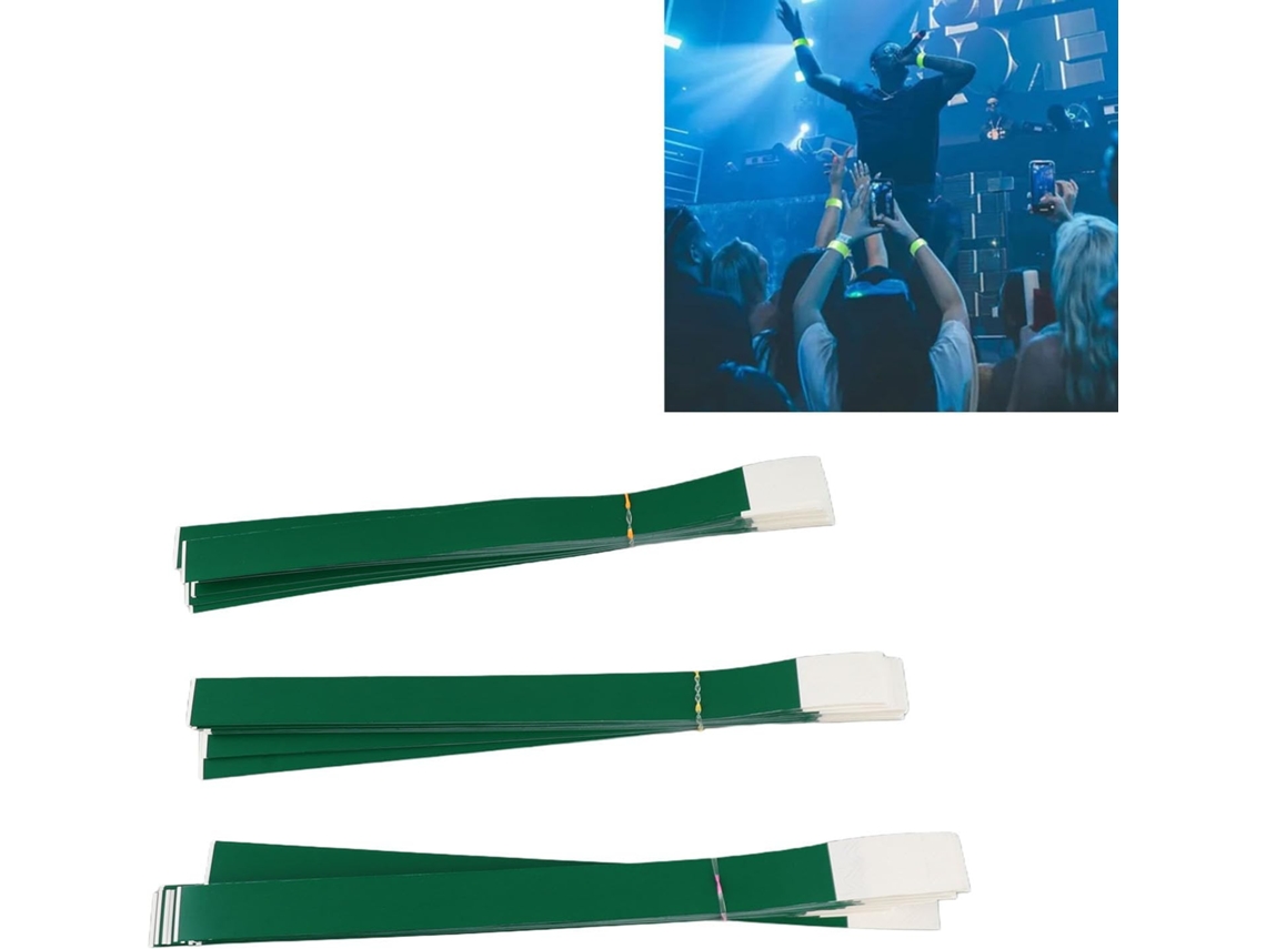 Pulseiras sintéticas genéricas, 300 unidades, duráveis e descartáveis para shows, feiras e eventos esportivos. Cor verde.