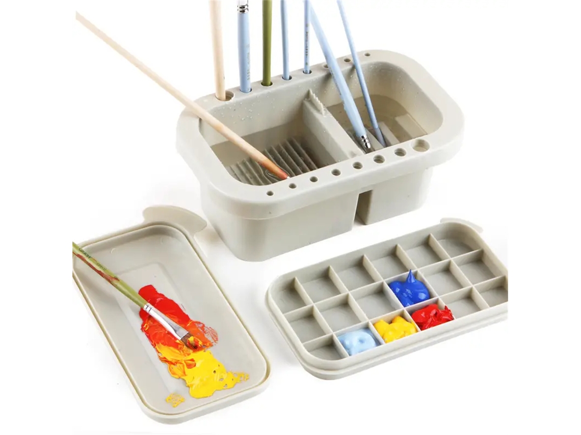 Conjunto Multifuncional De Pincel E Paleta De Pintura Com Suporte E Copo Para Tinta.