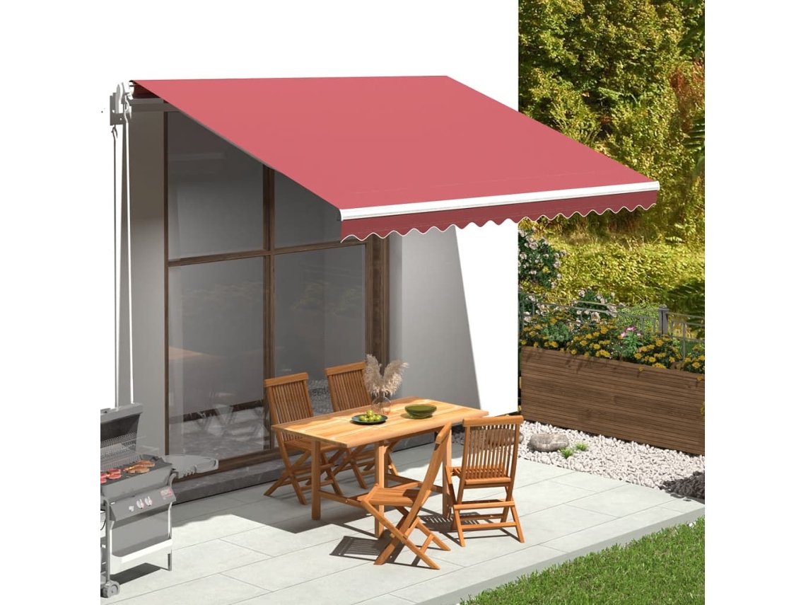 Vidaxl Tecido De Substituição Para Toldo Bordô 4x3,5 M Poliéster