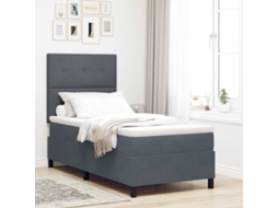 Vidaxl Cama Box Spring Led Cinza Escuro 100 X 200 Cm Veludo