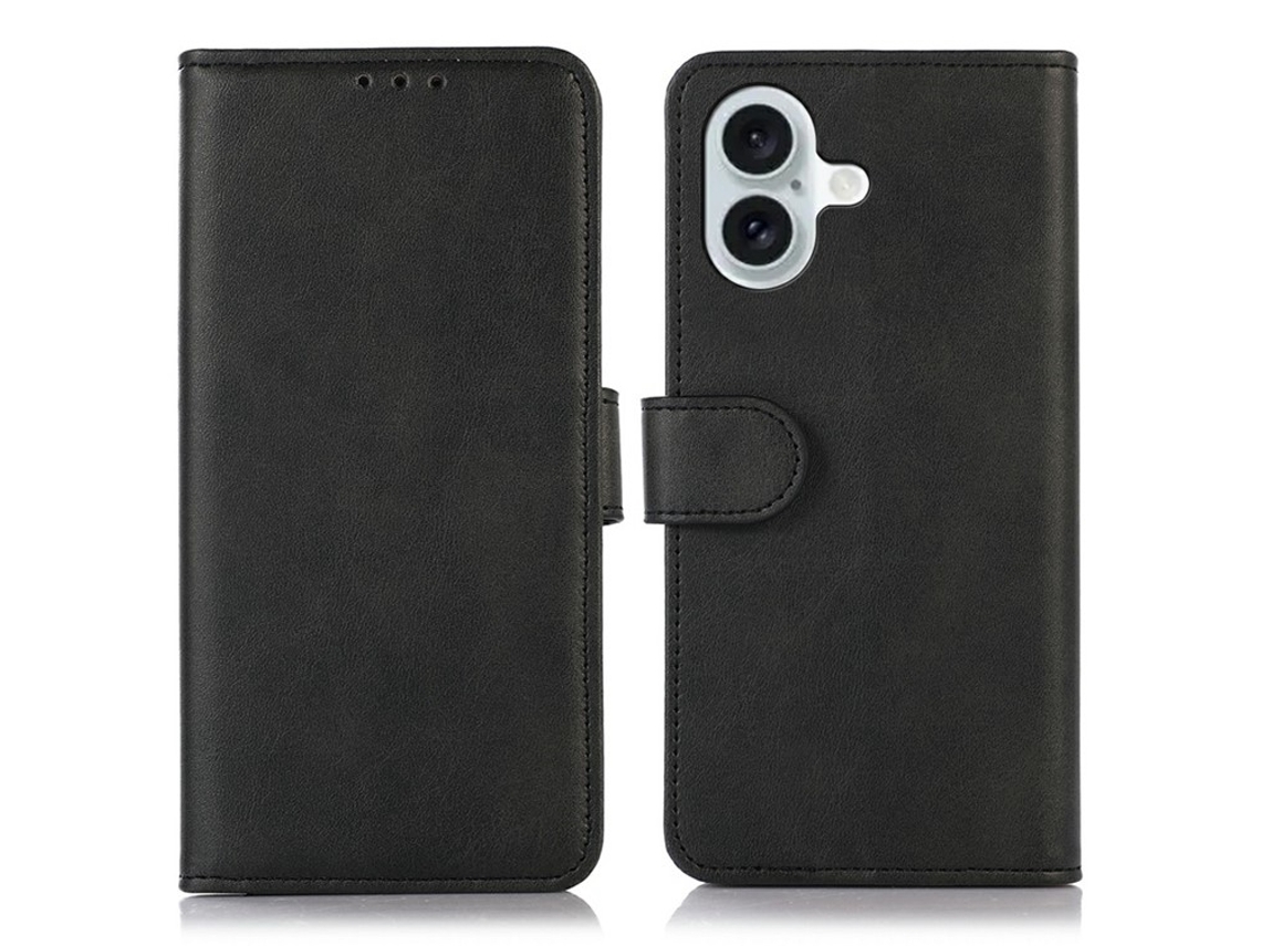 Capa De Couro Preta Para Iphone 17