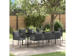 Vidaxl Conjunto De Jantar Para Jardim 9 Unid. Preto E Cinza
