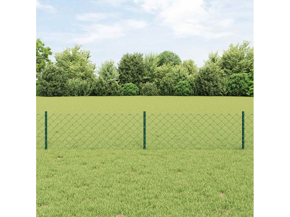 Vidaxl Cerca De Elos Com Poste 10 X 0,4 M Aço Revestido De Pvc Verde