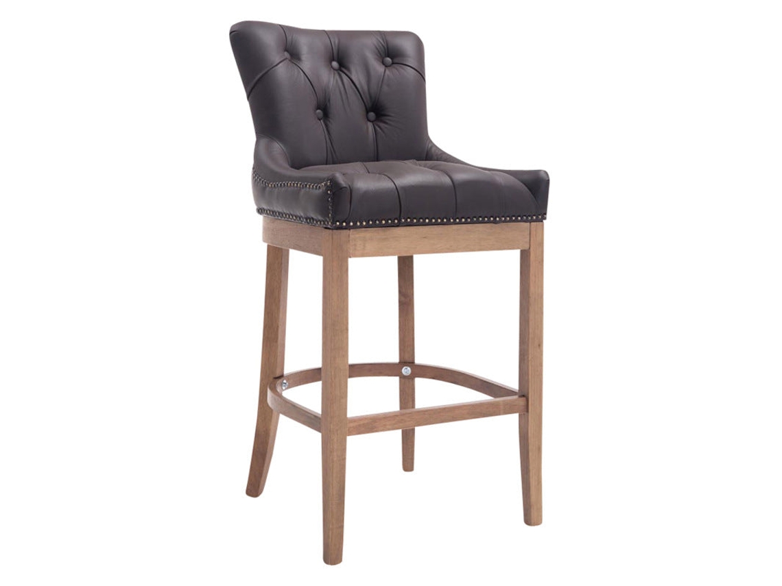DUDECOR Banco Alto Lakewood Pele Natural Carvalho Castanho Escuro