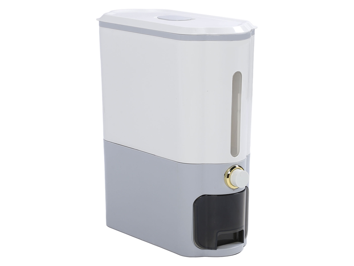 Dispensador de Arroz com Tampa Pp 11kg Resistente À Alta Temperatura Recipiente Hermético para Grãos e Feijões Cinza Claro