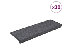 Vidaxl Tapetes De Escada 30 Peças 65x21x4 Cm Cinza Escuro Com Borda Retangular