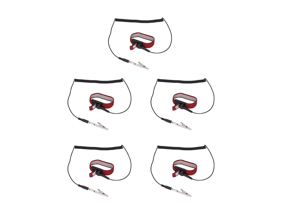 Conjunto Tbest com 5 pulseiras antiestáticas, pulseira ESD com clipe de aço inoxidável para reparos eletrônicos.