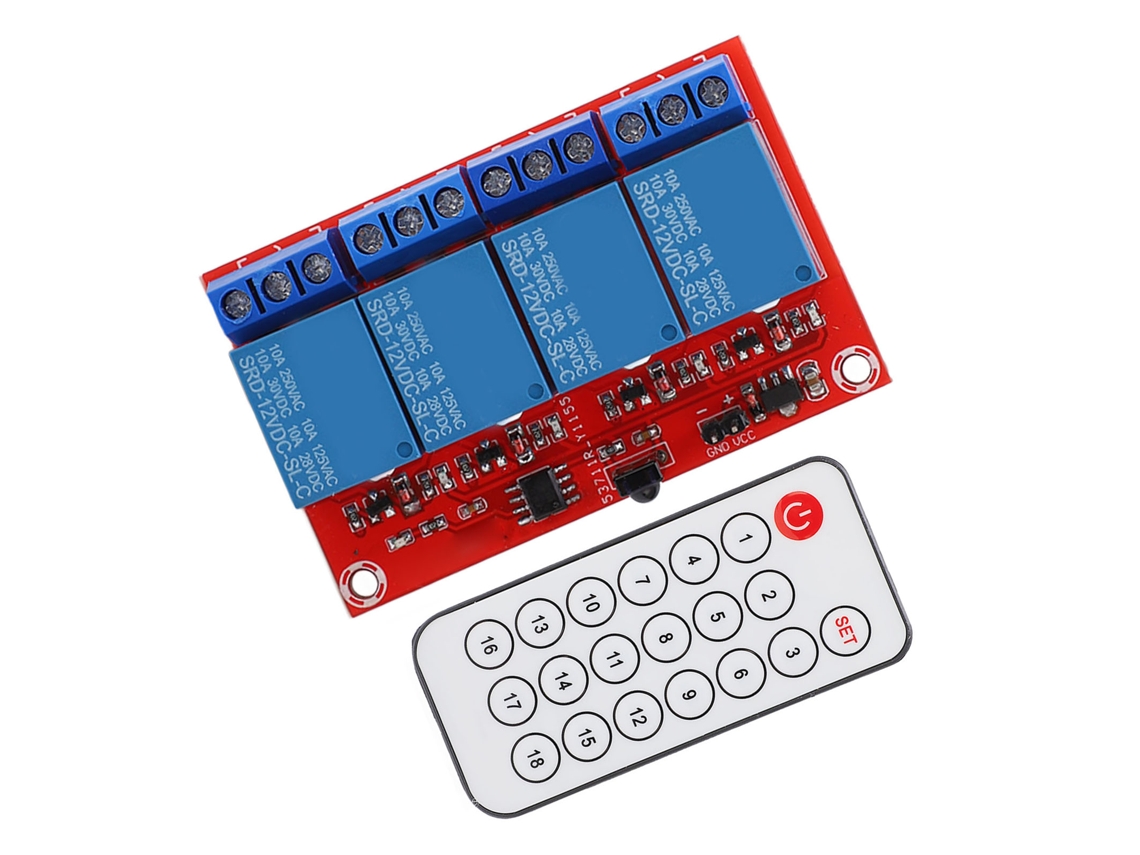 Laxiscreed Módulo De Relé Receptor 4 Canais Com Infravermelhos Para Transmissão E Controle Remoto