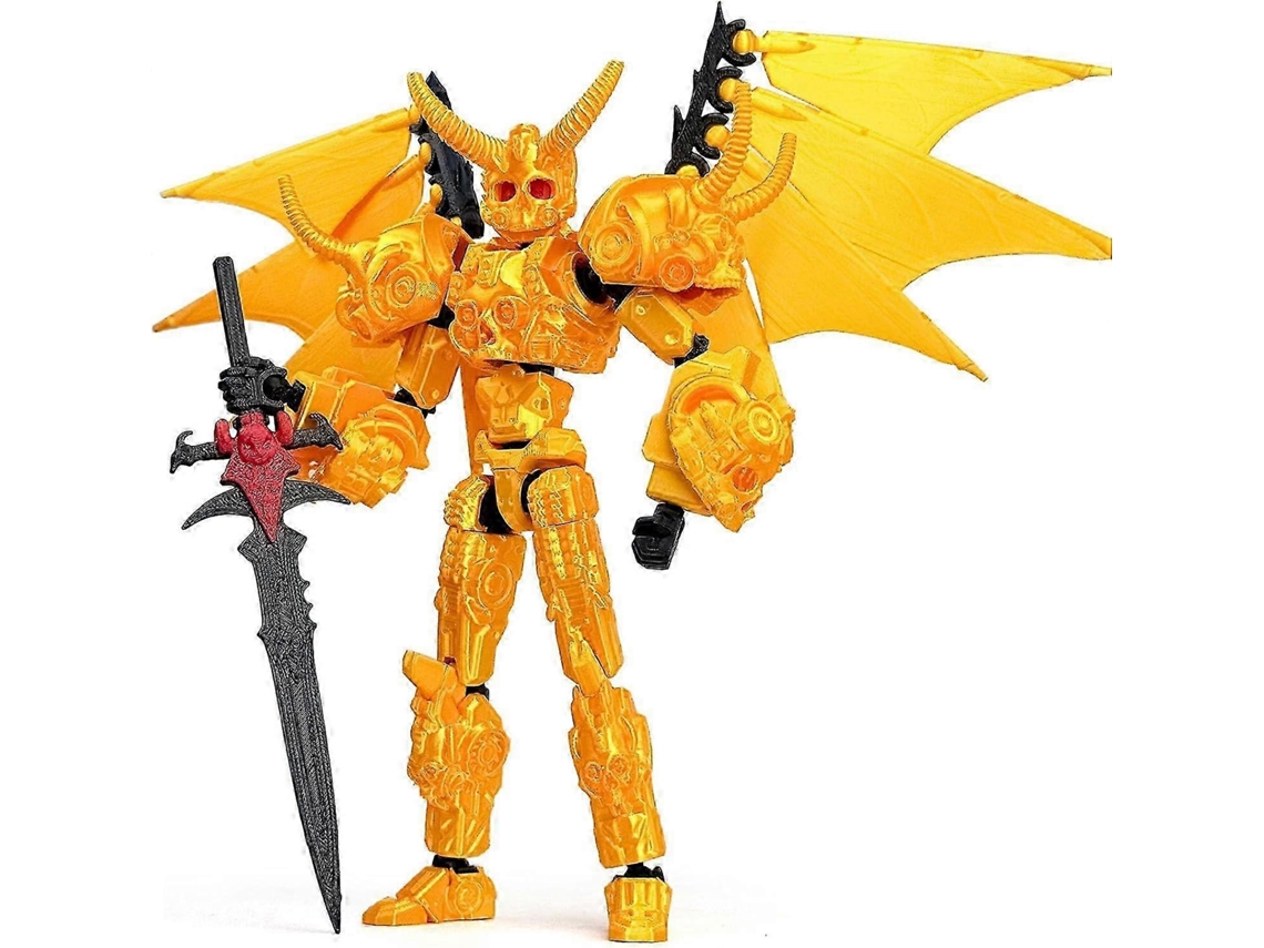Figura De Ação De Robô Impressa Em 3d De 8 Polegadas, Com Articulações Ajustadas E Acessórios Intercambiáveisyellow