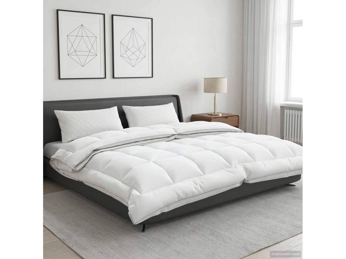 Vidaxl Edredão 200x240 Cm 4 Estações 200+300 Gsm Lã Australiana Branco