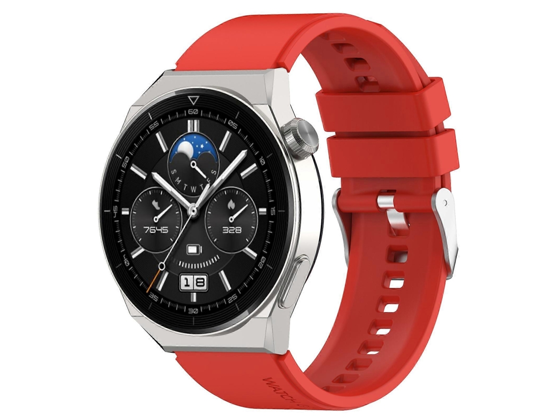 Pulseira De Silicone Com Fivela Prateada Para Huawei Watch Gt 42mm/46mm / Gt2 46mm Com Ponta Saliente De 22mm
