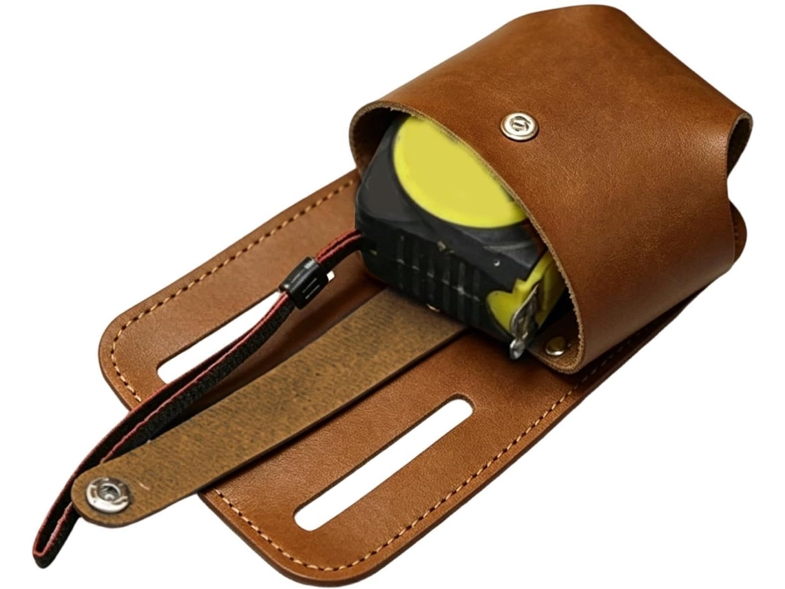 Bolsa de Couro Multifuncional para Fita Métrica