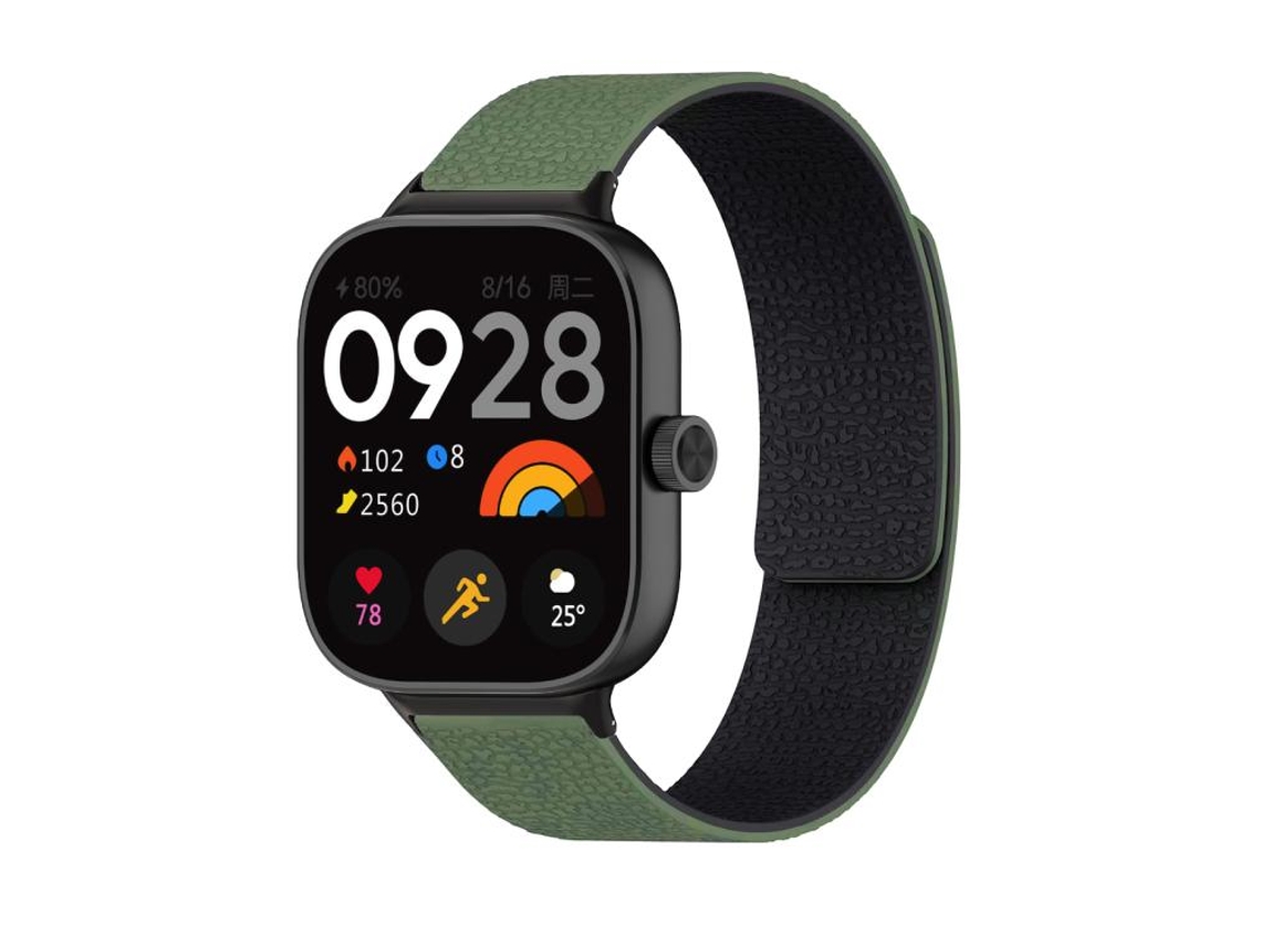 Bracelete para Xiaomi Band 9 Pro / 8 Pro Silicone Macio Magnético com Textura de Lichia Verde e Preto XIAOMOYU