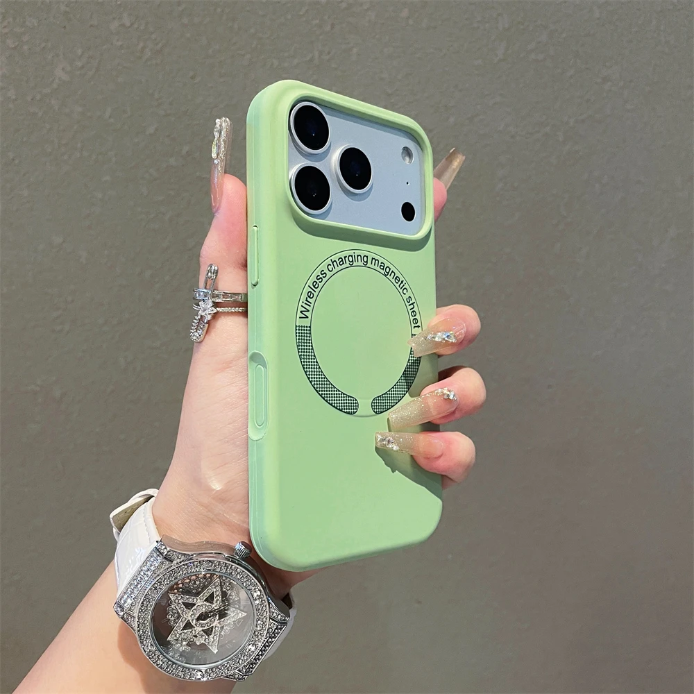 (verde, Iphone 17 Pro Max) Capa De Celular Fosca Em Silicone Líquido Macio, Compatível Com Carregamento Sem Fio Magnético Magsafe.