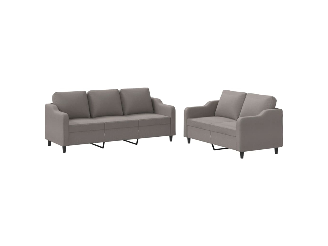 Conjunto de 2 Sofás com Almofadões Microfibra Cinza Acastanhado MAISON EXCLUSIVE