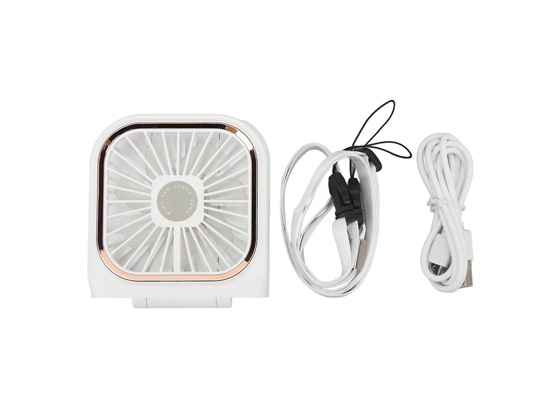 Ventilador Portátil De Colarinho Branco Com Banco De Energia, Suporte Para Telefone E Carregamento Usb Olysi Shop