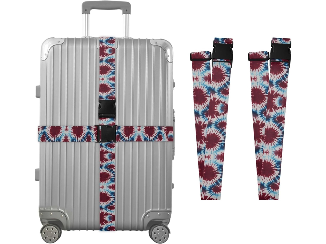 Conjunto De 2 Cintas Bagagem Personalizáveis Para Malas Com Alças Transporte Vermelha E Azul