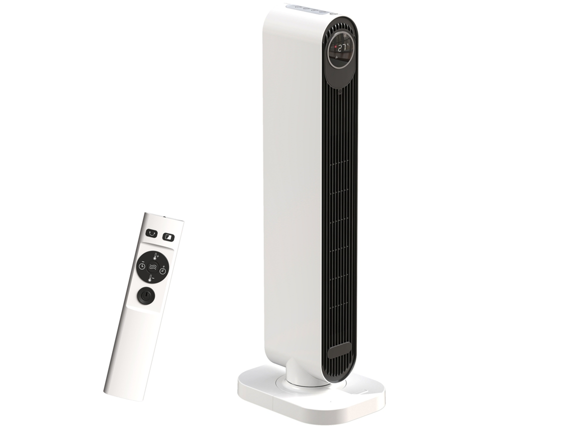 Aquecedor Ventilador 2000w com Controle Remoto, oscilação e Timer, 30x22x82.5 cm, branco BTFORUS