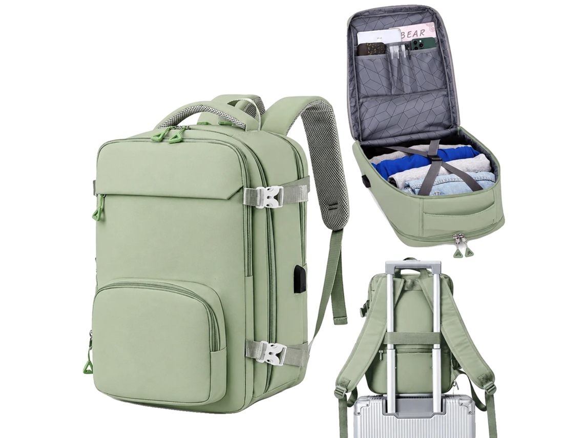 Mochila, Impermeável, Com Porta De Carregamento Usb Integrada, Verde