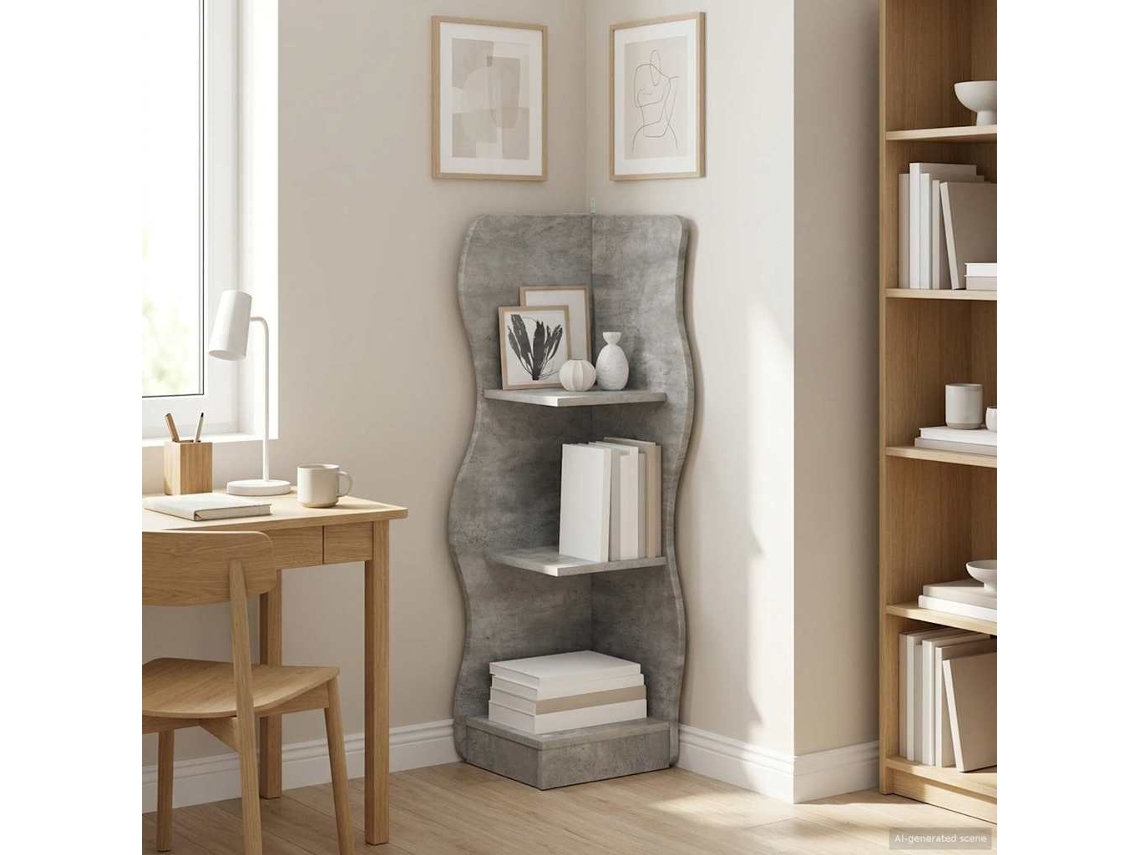 Vidaxl Prateleira De Canto Cinzento Cimento 34 X 33 X 102 Cm