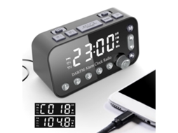 Rádio Despertador Digital 3,5 Polegadas Led Grande Display Operado Por Bateria Volume Ajustável Rádio Relógio Fm/dab Com Duas Portas Usb Luz De Fundo