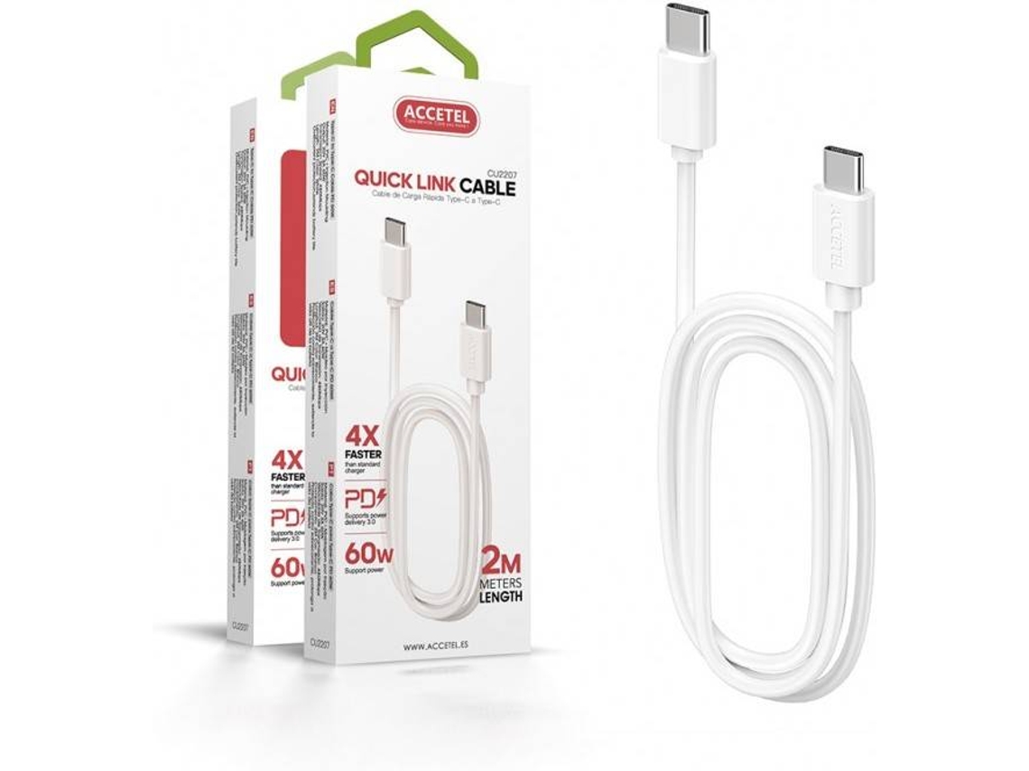 Cabo para Xiaomi Poco X3 Pro ACCETEL CU-2207 (Type-C - 2 m - Branco)