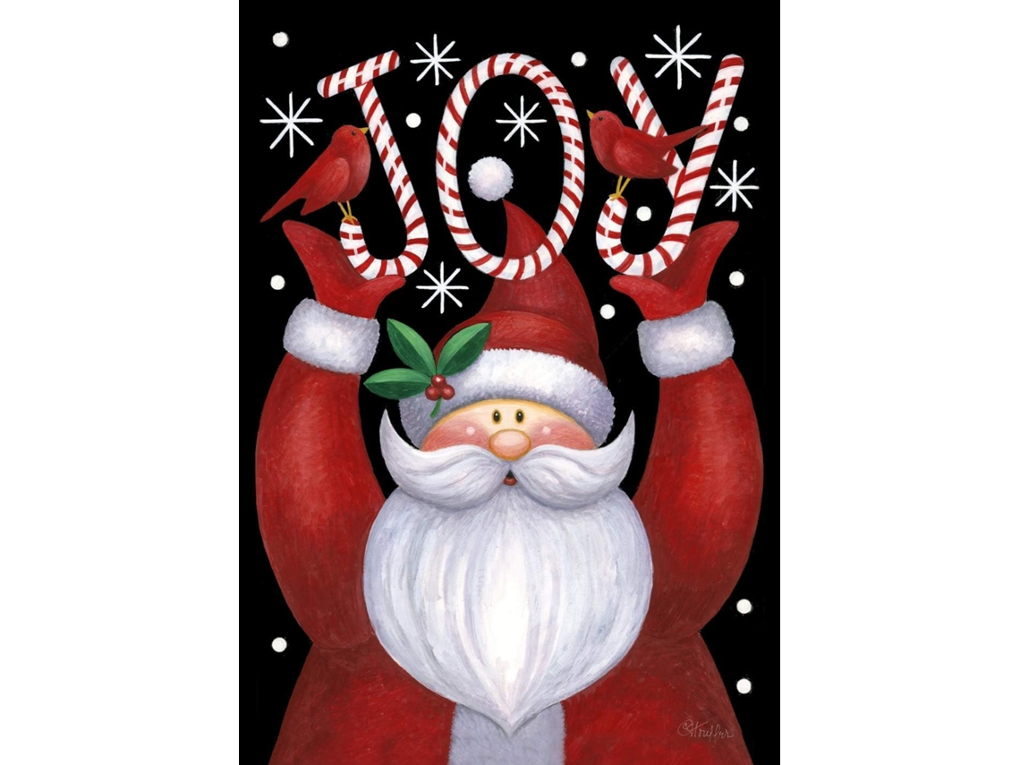 Santa Joy 12,5 X 18 Polegadas Decorativo, , Frente E Verso Aquaforge (12,5 X 18)