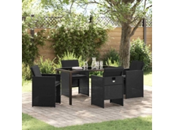 Vidaxl Conjunto De Jantar Para Jardim 5 Unid. Preto Vime Pe