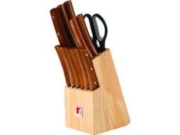 Conjunto 11 Facas de Cozinha + Tesoura BERGNER BG-8911-MM (Aço inox - 11,5x21,5x33cm)