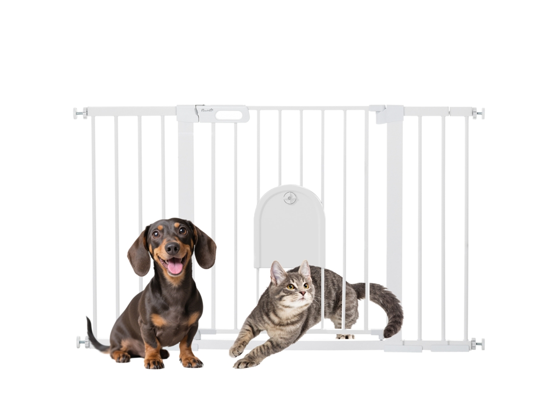 Portão de Escada para Cães Branco 75x131x76cm | S/MARCA