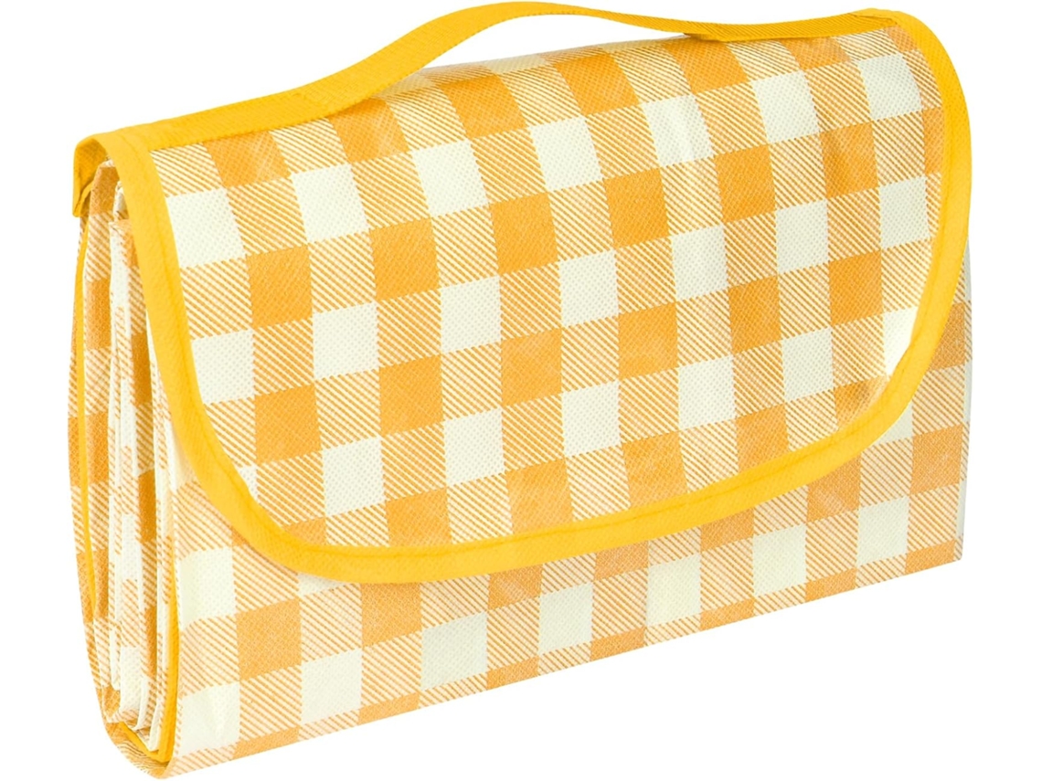 Manta De Piquenique Extra Grande Em Tartan Com Alça De Transporte, Dobrável E Portátil (150 200cm) (amarela)