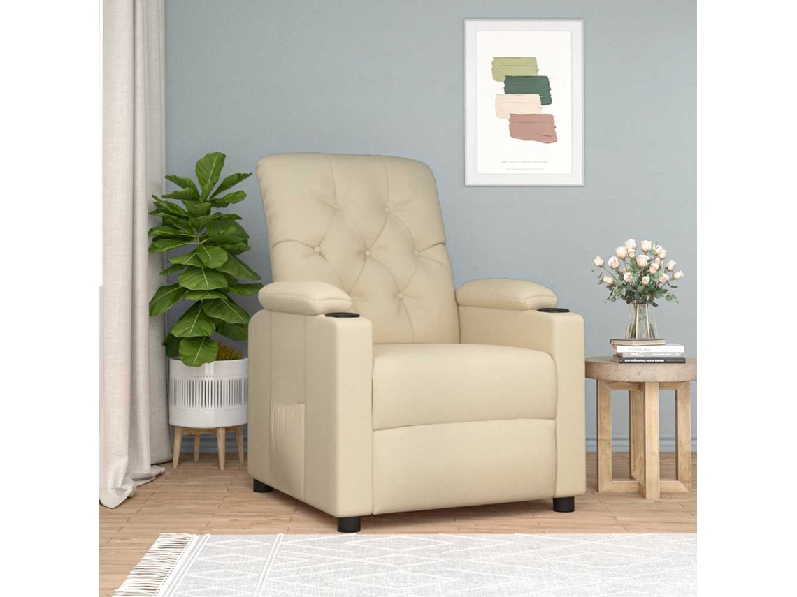 Vidaxl Poltrona Reclinável Tecido Cor Creme