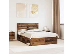 Vidaxl Estrutura Da Cama Com Cabeceira Madeira Antiga 140 X 190 Cm