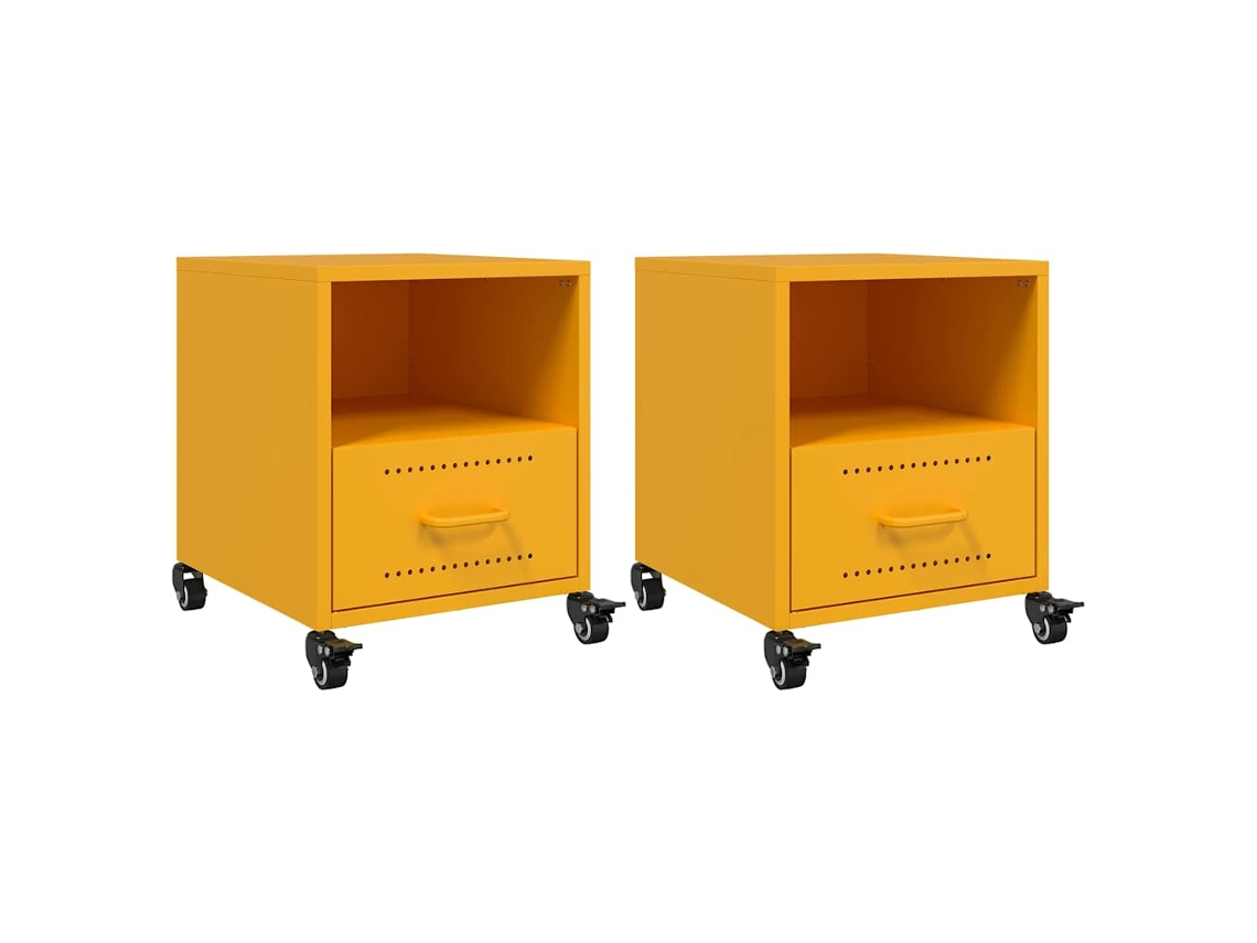 Bedside Cabinet, Bedside Cabinets Vidaxl Amarelo Aço (n/a)