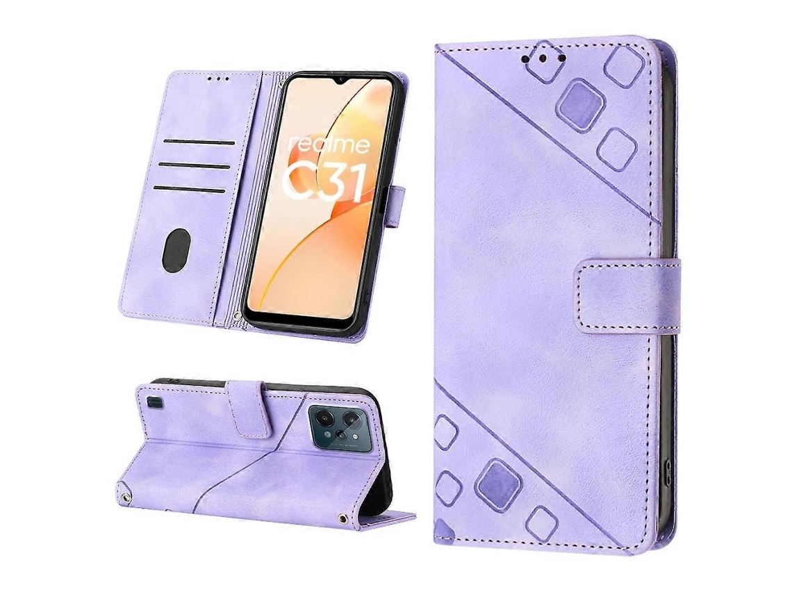 Capa De Couro Com Relevo Para Realme C31 4g
